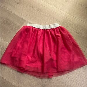Bright pink tulle Skirt with Silver Waistband